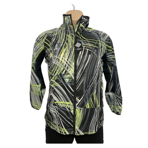 NWT Rise by LuLaRoe Determined Athletic Zip Jacket Small Black Green Hi-Low Vent - Picture 4 of 16